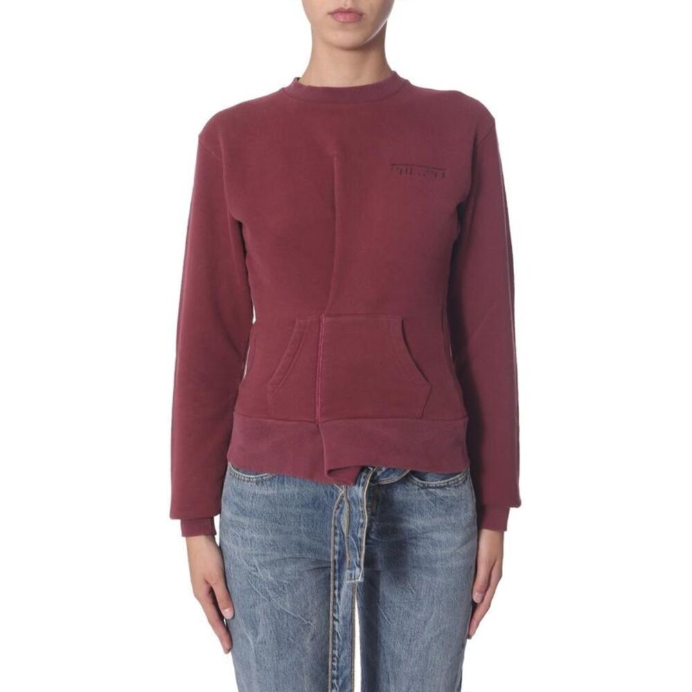 UNRAVEL Relaxed Fit Crewneck Sweatshirt with Kangaroo Pocket Women BORDEAUX